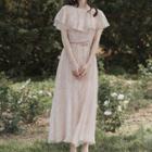 Short-sleeve Floral Ruffled A-line Maxi Dress