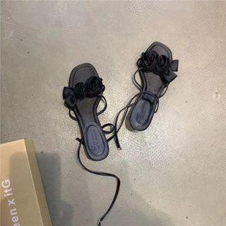 Bow Tie Up Faux Leather Sandals