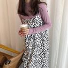 Long-sleeve T-shirt / Leopard Strappy Midi Dress