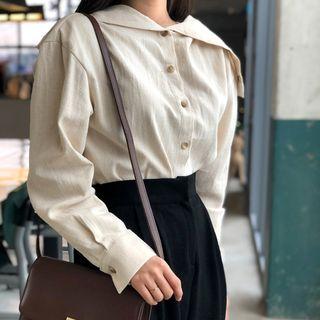 Wide-collar Cotton Blouse