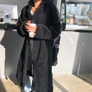 Hooded Zipped Sherpa Fleece Coat