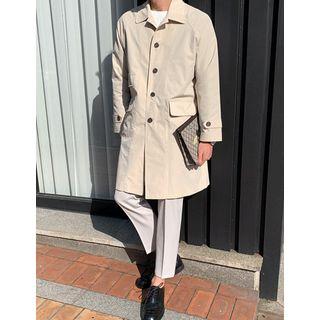 Raglan-sleeve Flap-pocket Mac Coat