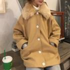 Fluffy Collar Single-breasted Jacket