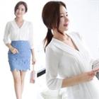 3/4-sleeve Pintuck Blouse
