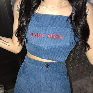 Set: Lettering Camisole Top + A-line Skirt