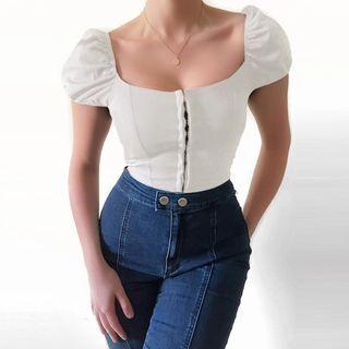 Off-shoulder Zipped Corset Top