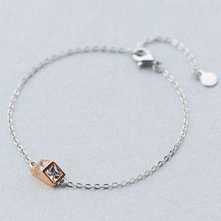 Rhinestone Sterling Silver Bracelet Silver & Gold - One Size