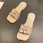 Faux Pearl Flower Flat Slide Sandals