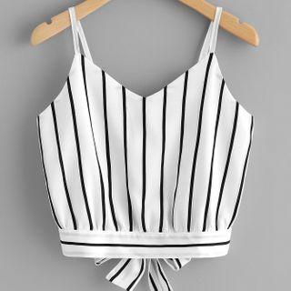 Striped Tie Back Cropped Cami Top