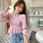 Floral Cropped Blouse Pink - One Size