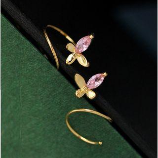 Flower Rhinestone Swirl Hoop Earring