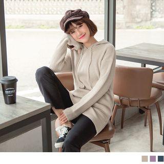 Long Sleeve Drawstring Knit Hoodie