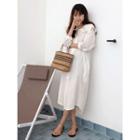 Sailor-collar Cotton Long Shirtdress