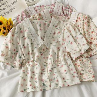 Patchwork Floral Crop Shirt In 5 Colors