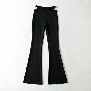 Plain Cut-out Boot-cut Jeans
