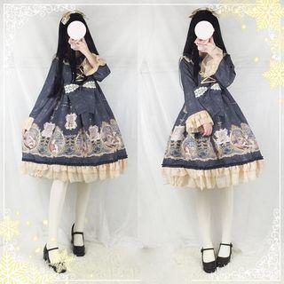 Print Frilled Trim Lolita Dress