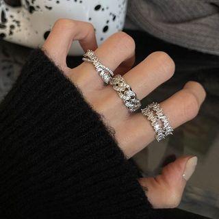 Rhinestone Sterling Silver Open Ring (various Designs)