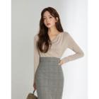 Cowl-neck Textured T-shirt