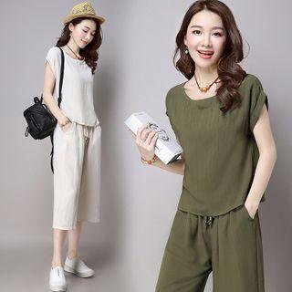 Set: Top + Drawstring-waist Pants