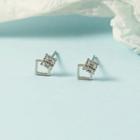 Rhinestone Square Ear Stud As Shown In Figure - One Size
