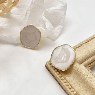 Irregular Disc Earring 1 Pair - Earring - White - One Size