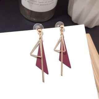 Stainless Steel Triangle Fringed Earring Gold - One Size