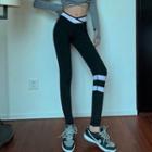 Two Tone Leggings Black - One Size