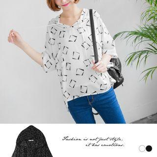Short Sleeves Printed Hoodie