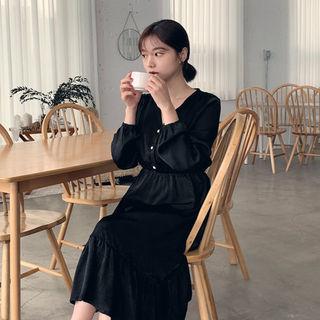 Shirtwaist Satin Long Dress