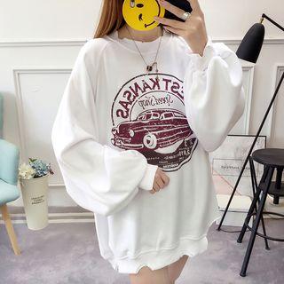 Car Print Boxy Pullover