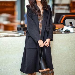 Plain Belted Long Coat