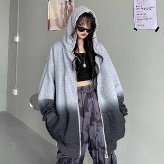 Ombre Zip-up Hooded Jacket