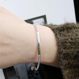 925 Sterling Silver Polished Bar Bracelet Platinum - One Size