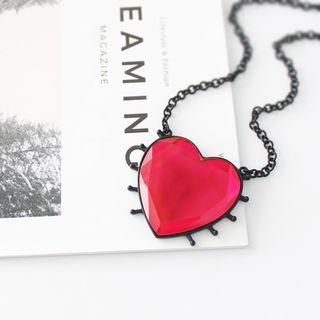 Rhinestone Heart Pendant Necklace As Shown In Figure - One Size