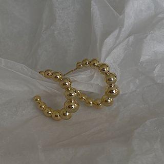 Alloy Bead Open Hoop Earring 1 Pair - As Shown In Figure - One Size