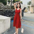Wide Strap Dotted A-line Dress