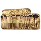 Set Of 24: Golden Handle Makeup Brush With Pouch Gold Pouch & Set Of 24 - Handle Makeup Brush - One Size