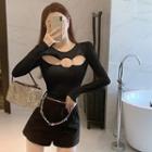 Cutaway-front Ring-trim Top