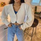Single-button Cropped Tweed Jacket