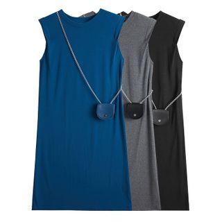 Sleeveless Tank Dress With Waist Bag