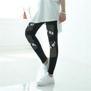 Drawstring-waist Lettering Leggings