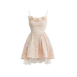 Spaghetti Strap Floral Accent Mini Corset Dress