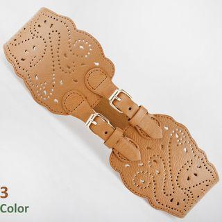 Perforated Elastic Double Buckle Belt