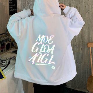 Oversize Long-sleeve Reflective Lettering Sweatshirt