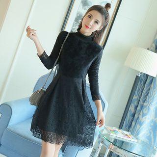 Fleece-lined Lace Sheath Dress