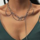 Butterfly Choker Necklace 01 - Silver - One Size
