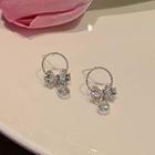 Rhinestone Butterfly Ear Cuff 1 Pair - Silver - One Size
