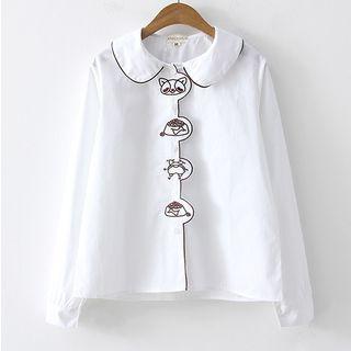 Cartoon Embroidered Blouse