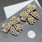 Bead Bow Ear Stud 1 Pair - Gold - One Size