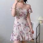 Floral Sequined Mini A-line Dress